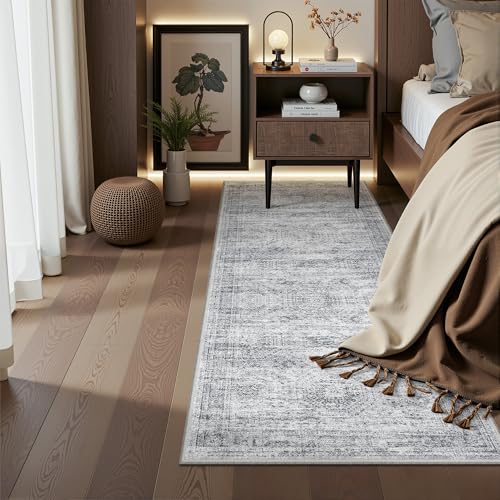 2x6 Runner Rug Non Slip (Grey/Ivory / 2' x 6' (Runner))