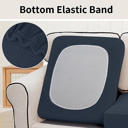 Stretch 3 Pieces Couch Cushion Cover for Sofa Seat (3-piece / Dark Blue)