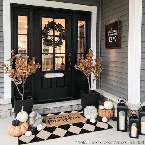 Front Door Mat Indoor Entrance (Diamond - Black / Tan / 2' x 4'3" (Rectangular))