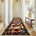 Black Brown Floral Hallway Runner Rug 3x7 for Bedroom Kitchen (Espresso / 3' x 7' (Rectangular))