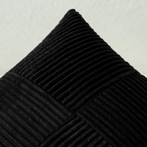 Black Decorative Lumbar Throw Pillow Covers 14x24 Inch 2 Pack (Black / 24" x 14" (Pack of 2))
