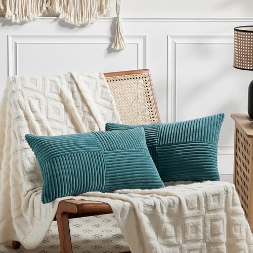 2 Packs Teal Lumbar Decorative Throw Pillow Covers 20x28 Inch for Living Room Couch Bed Sofa (Teal / 28" x 20" (Pack of 2))