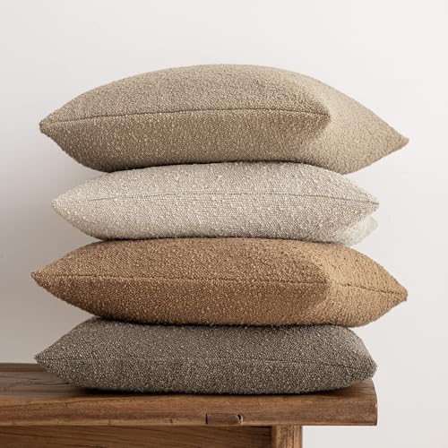 Decorative Textured Boucle Throw Pillow Cover 24x24 Rust Tobacco (24" x 24" (Pack of 2) / Tobacco)