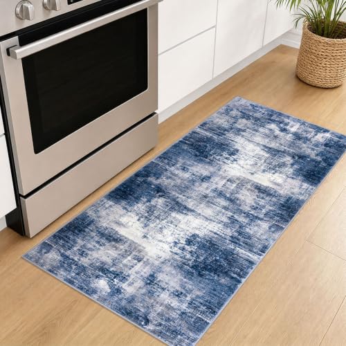 Abstract Runner Rug 2x5 Ft Washable Runners for Hallways (Navy/Grey/White / 2' x 5' (Rectangular))