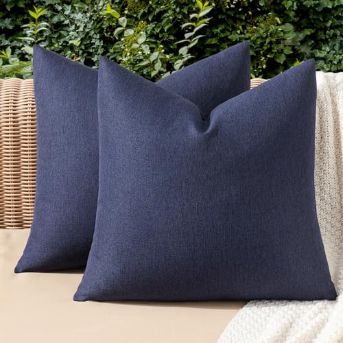 Decorative Outdoor Pillow Covers Waterproof 18x18 Navy (18" x 18" (Pack of 2) / Navy)