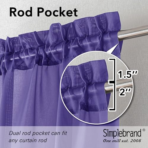 Purple Sheer Curtains 63 Inch Length 2 Panels (Purple / 42"W x 63"L (Pack of 2))