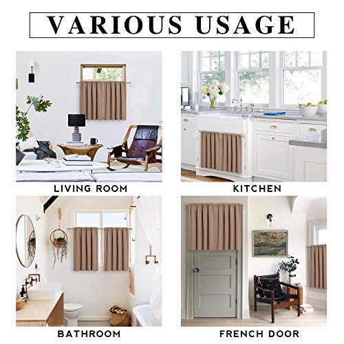 Short Blackout Curtains for Bedroom (Mocha / 34"W x 45"L (Pack of 2))