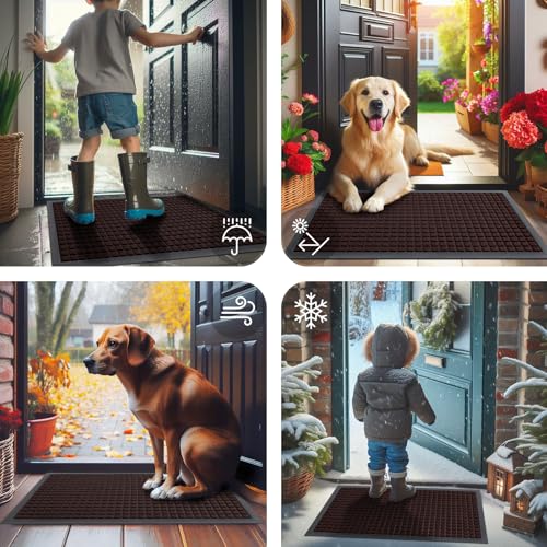 Front Door Mat Outside Entrance (Brown / 47" X 23")