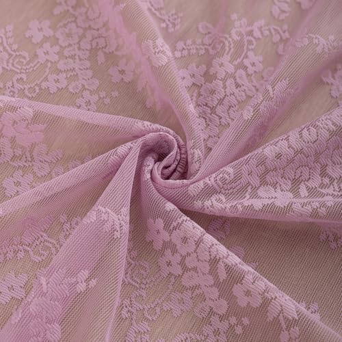 Vintage Lace Curtains 63 Inch Length (Lilac / 52"W x 63"L (Pack of 2))