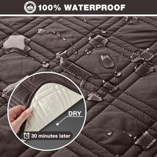 100% Waterproof Recliner Sofa Cover Non Slip Couch Cover for 3 Seat Reclining Sofa (Chocolate / 3 Seater Standard)