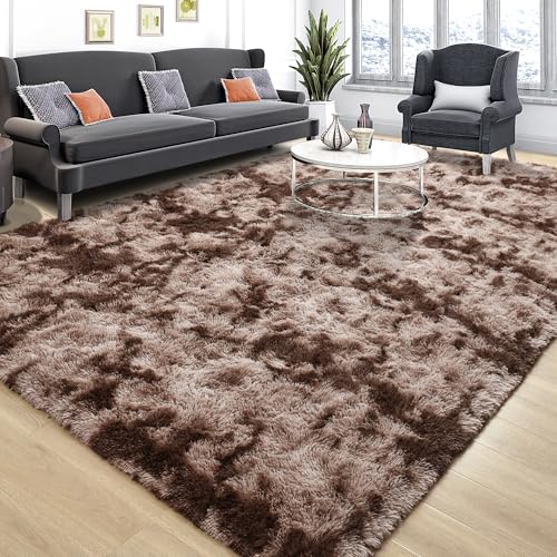 6x9 Fluffy Area Rugs for Living Room Bedroom (Tie-dyed Coffee / 6' X 9' (Rectangular))