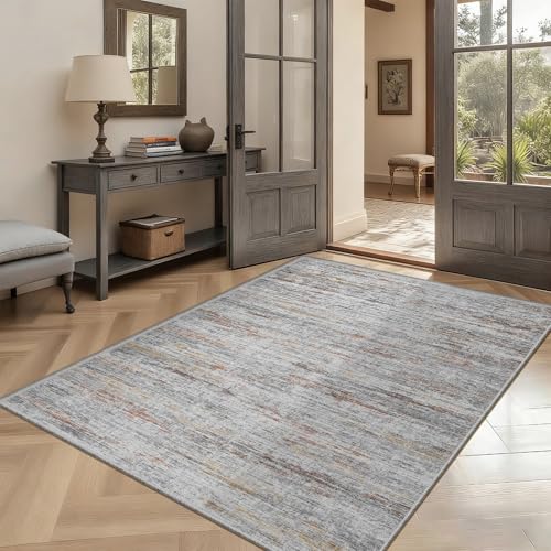 4x6 Rug Stain Resistant Abstract Washable Rugs (Multi Color / 4' x 6' (Rectangular))