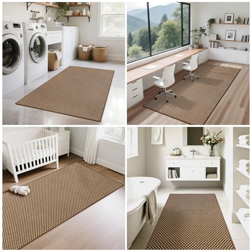 3x5 ft Area Rug Entryway Runner Kitchen Rugs Non Slip Dark Brown (Dark Brown/ Coffee / 3' x 5')