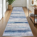 Modern Abstract Washable Rug Runner 2.6x10 Hallway Rug Runner Non (Blue/Grey/Beige / 2'8" x 10' (Runner))