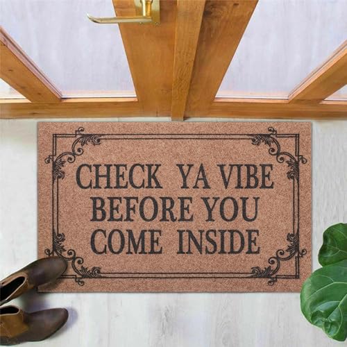 Front Door Door Mat Indoor Outdoor Entrance Doormat Rubber Welcome Door Mat (1'6" x 2'4" (Rectangular) / Come Inside-brown)