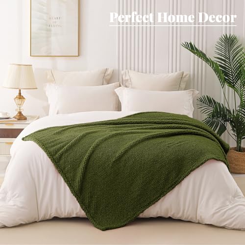 Extra Large Soft Fleece Throw Blanket for Couch (Olive / Throw(50x70 In))