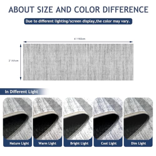 Washable Runners for Hallway 2x6 Runner Rug (Grey / 2' x 6' (Runner))