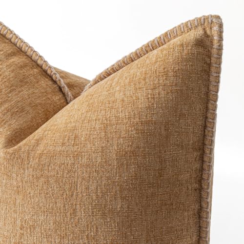 Decorative Couch Throw Pillow Covers 20x20 Inch Apricot Brown 2 Pack (Apricot Brown / 20" x 20" (Pack of 2))