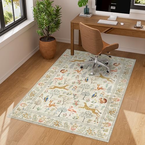 3x4 Rug Washable Animal Area Rug for Entryway Non Slip (Beige (Animal) / 3' x 4' (Rectangular))
