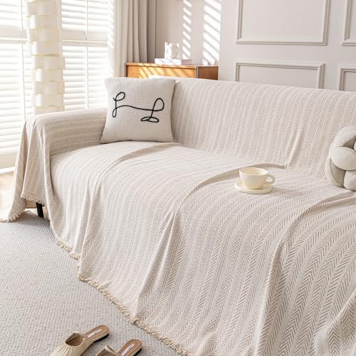 Couch Cover for Sofa (Fishbone Beige / 91*150 inch)