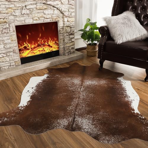 Faux Cowhide Rug (5'2" X 6'3" (Irregular) / Dark Brown)