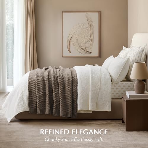 HOME Chunky Chenille Knit Throw Blanket (Mocha Brown / 60" X 80")