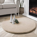 Ashler Faux Fur Rug (3' (Round) / Beige)