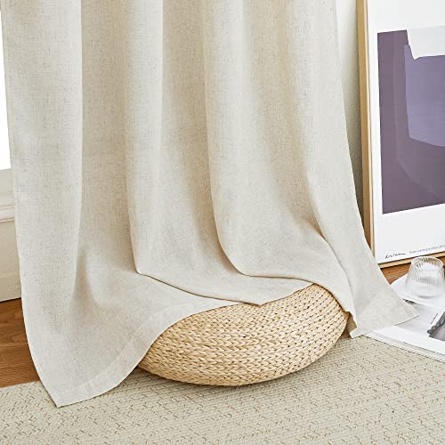 Natural Short Linen Cafe Curtains for Kitchen (Natural / 42"W x 48"L (Pack of 2))