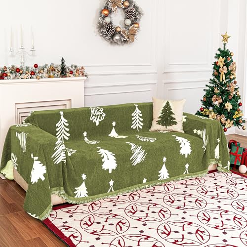 71X134 inches Sofa Christmas Couch Cover (71" x 134" / 6# Christmas Green)