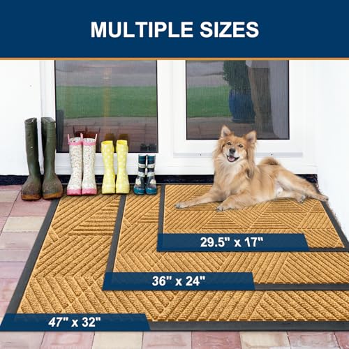 Front Door Mat Outside Entrance (Creamy Yellow / 35" X 23")