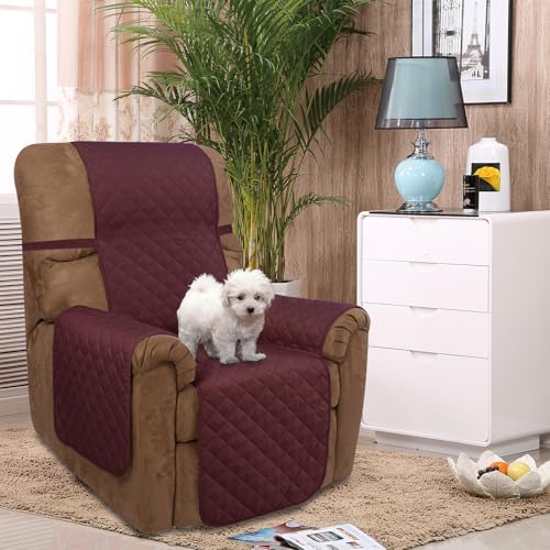 Reversible 23''Recliner Small Chair Cover (Burgundy/Tan / 23''recliner-small)