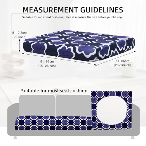 8Pcs Outdoor Cushion Covers (Dark Blue Geometric Pattern / 8PCS)