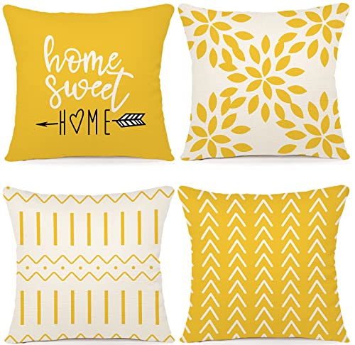 Pillow Covers 22x22 Set of 4 (A-yellow / 22" x 22" (Pack of 4))