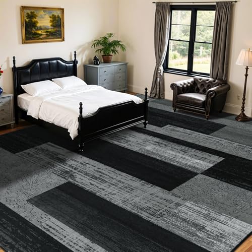 8x10 Washable Area Rugs for Living Room & Bedroom (Black-gray / 8' x 10' (Rectangular))
