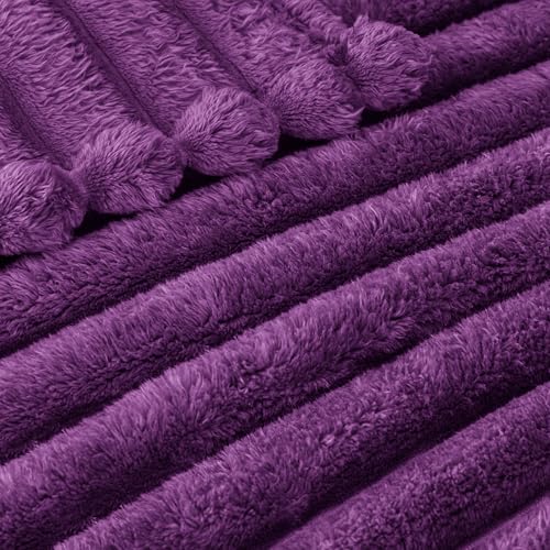 Striped Twin Size Fleece Blanket for Bed (Purple / Twin ( 60x80 IN ))