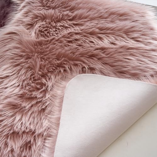 Faux Sheepskin Rug (Pink / 4' x 4' (Round))