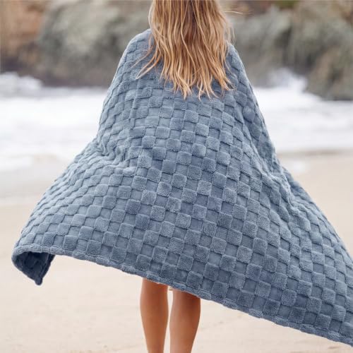 Checkered Soft Cozy Twin XL Blanket for Bed (02 Ashley Blue / Twin XL (66" X 90"))