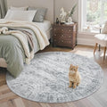 5x5 Grey Round Rug 6ft Circle Living Room Area Rugs Non (Grey / 5' (Round))