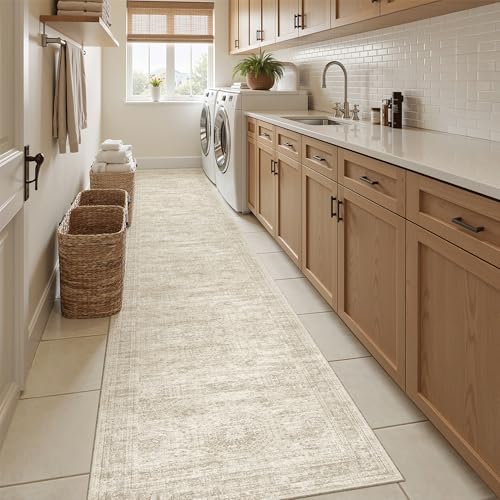 Runner Rug 2x12 Washable Non (Beige / 2' x 12' (Runner))