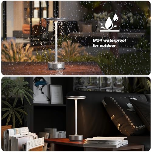 2 Pack Rechargeable Cordless Table Lamp (Silver-2)