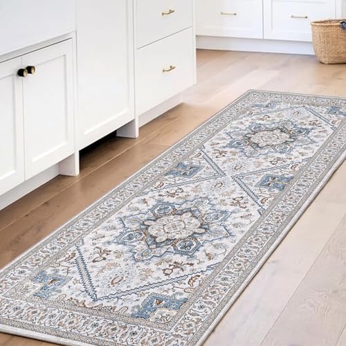 Soft Area Rugs 2x6 (2' x 6' (Runner) / Cream White & Blue)