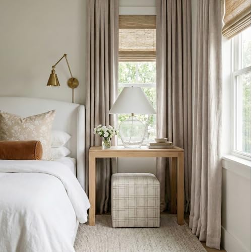Natural Beige 100% Blackout Curtains for Bedroom 84 Inch Long (Natural Beige / 52"W x 84"L (Pack of 2))