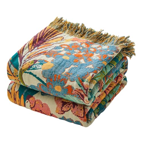Boho Throw Blanket 50"x60" 100% Cotton Vine Blanket for Couch Bed (Vine / 50"x60")