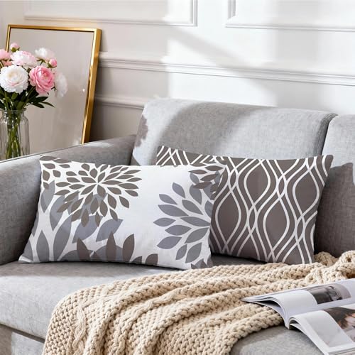 Throw Pillow Covers 12x20 (Grey / 20" x 12" (Pack of 4))