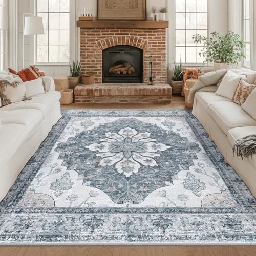 Washable Area Rug (Grey/White/Beige / 8' x 8' (Square))