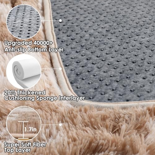 Area Rugs for Bedroom Living Room (Tie-dyed Light Beige / 4' x 6' (Rectangular))