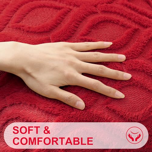 Faux Fur Plush Soft Red Throw Pillow Covers 26x26 Set of 2 (26" x 26" (Pack of 2) / Red)