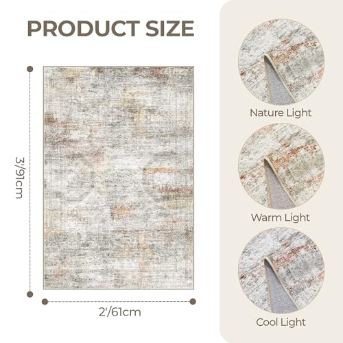 2x3 Rug Non Slip (Grey/Rust / 2' x 3' (Rectangular))