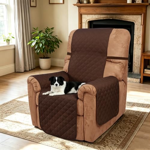 Reversible Recliner Chair Covers (Brown/Beige / 28'' Recliner)