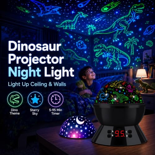 Dinosaur Night Light Projector for Kids (Light Black-2)